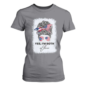 Yes I’m Both Puerto Rican American T Shirt For Women Messy Bun Boricua Woman Pride TS10 Charcoal Print Your Wear