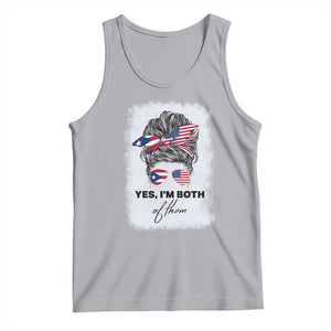 Yes I’m Both Puerto Rican American Tank Top Messy Bun Boricua Woman Pride TS10 Athletic Heather Print Your Wear