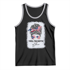 Yes I’m Both Puerto Rican American Tank Top Messy Bun Boricua Woman Pride TS10 Black Athletic Heather Print Your Wear