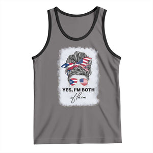 Yes I’m Both Puerto Rican American Tank Top Messy Bun Boricua Woman Pride TS10 Deep Heather Black Print Your Wear