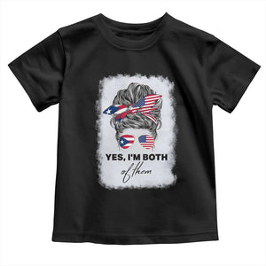 Yes I’m Both Puerto Rican American Toddler T Shirt Messy Bun Boricua Woman Pride TS10 Black Print Your Wear