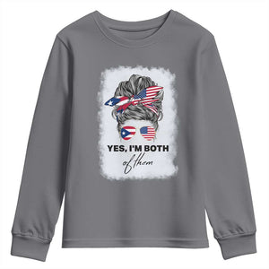 Yes I’m Both Puerto Rican American Youth Sweatshirt Messy Bun Boricua Woman Pride TS10 Charcoal Print Your Wear