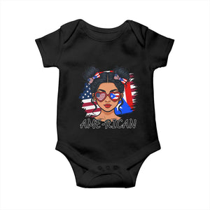 Puerto Rican American Girl Baby Onesie AME-RICAN Boricua Pride TS10 Black Print Your Wear
