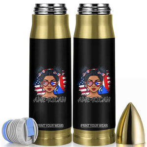 Puerto Rican American Girl Bullet Tumbler AME-RICAN Boricua Pride TS10 Black Print Your Wear