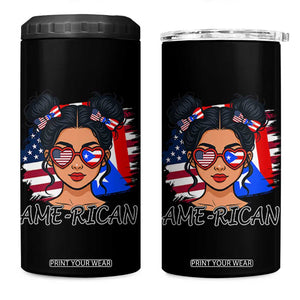 Puerto Rican American Girl 4 in 1 Can Cooler Tumbler AME-RICAN Boricua Pride TS10 One Size: 16 oz Black Print Your Wear