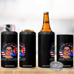 Puerto Rican American Girl 4 in 1 Can Cooler Tumbler AME-RICAN Boricua Pride TS10 Print Your Wear