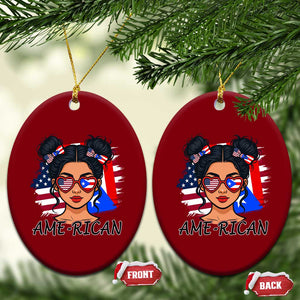 Puerto Rican American Girl Ceramic Ornament AME-RICAN Boricua Pride TS10 Print Your Wear