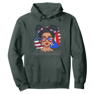 Puerto Rican American Girl Hoodie AME-RICAN Boricua Pride TS10 Dark Forest Green Print Your Wear