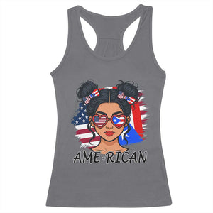 Puerto Rican American Girl Racerback Tank Top AME-RICAN Boricua Pride TS10 Charcoal Print Your Wear