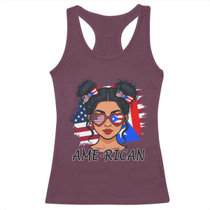 Puerto Rican American Girl Racerback Tank Top AME-RICAN Boricua Pride TS10 Maroon Print Your Wear