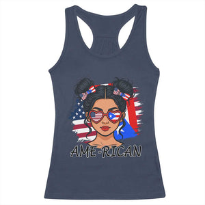 Puerto Rican American Girl Racerback Tank Top AME-RICAN Boricua Pride TS10 Navy Print Your Wear