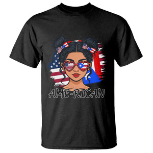 Puerto Rican American Girl T Shirt AME-RICAN Boricua Pride TS10 Black Print Your Wear
