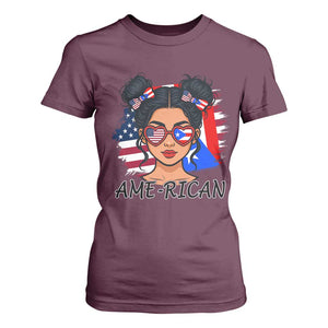 Puerto Rican American Girl T Shirt For Women AME-RICAN Boricua Pride TS10 Maroon Print Your Wear