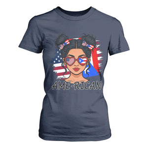 Puerto Rican American Girl T Shirt For Women AME-RICAN Boricua Pride TS10 Navy Print Your Wear