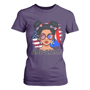 Puerto Rican American Girl T Shirt For Women AME-RICAN Boricua Pride TS10 Purple Print Your Wear