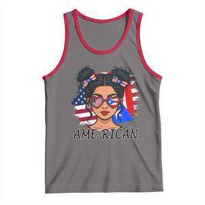 Puerto Rican American Girl Tank Top AME-RICAN Boricua Pride TS10 Deep Heather Red Print Your Wear