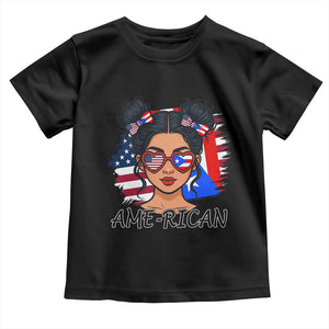 Puerto Rican American Girl Toddler T Shirt AME-RICAN Boricua Pride TS10 Black Print Your Wear