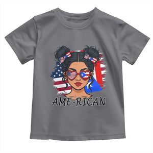 Puerto Rican American Girl Toddler T Shirt AME-RICAN Boricua Pride TS10 Charcoal Print Your Wear
