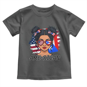 Puerto Rican American Girl Toddler T Shirt AME-RICAN Boricua Pride TS10 Dark Heather Print Your Wear
