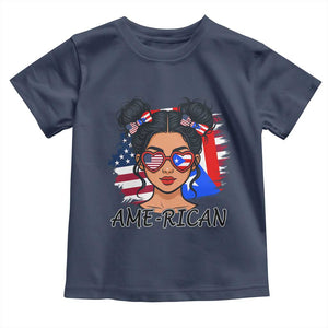 Puerto Rican American Girl Toddler T Shirt AME-RICAN Boricua Pride TS10 Navy Print Your Wear