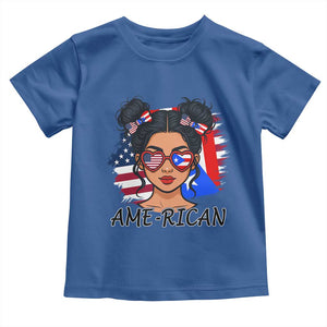 Puerto Rican American Girl Toddler T Shirt AME-RICAN Boricua Pride TS10 Royal Blue Print Your Wear