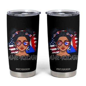 Puerto Rican American Girl Tumbler Cup AME-RICAN Boricua Pride TS10 Black Print Your Wear