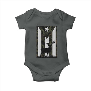 Deer Hunting Camo Puerto Rican Flag Baby Onesie Boricua Hunters TS10 Dark Heather Print Your Wear