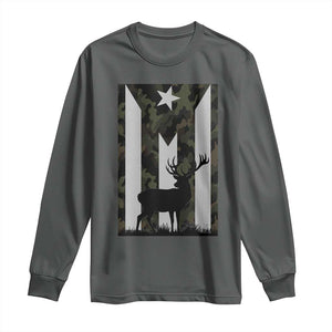 Deer Hunting Camo Puerto Rican Flag Long Sleeve Shirt Boricua Hunters TS10 Dark Heather Print Your Wear
