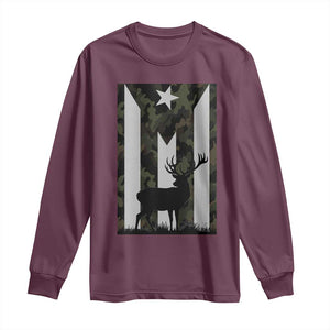 Deer Hunting Camo Puerto Rican Flag Long Sleeve Shirt Boricua Hunters TS10 Maroon Print Your Wear