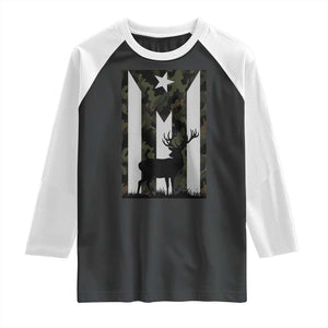 Deer Hunting Camo Puerto Rican Flag Raglan Shirt Boricua Hunters TS10 Black White Print Your Wear