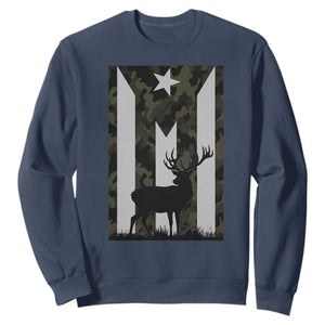 Deer Hunting Camo Puerto Rican Flag Sweatshirt Boricua Hunters TS10 Navy Print Your Wear