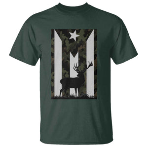 Deer Hunting Camo Puerto Rican Flag T Shirt Boricua Hunters TS10 Dark Forest Green Print Your Wear