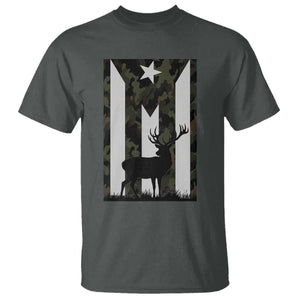 Deer Hunting Camo Puerto Rican Flag T Shirt Boricua Hunters TS10 Dark Heather Print Your Wear