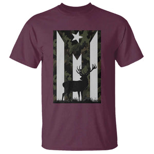 Deer Hunting Camo Puerto Rican Flag T Shirt Boricua Hunters TS10 Maroon Print Your Wear