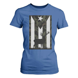 Deer Hunting Camo Puerto Rican Flag T Shirt For Women Boricua Hunters TS10 Royal Blue Print Your Wear
