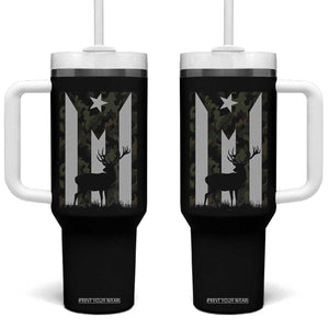 Deer Hunting Camo Puerto Rican Flag Tumbler With Handle Boricua Hunters TS10 One Size: 40 oz Black Print Your Wear