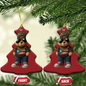 Camo Teddy Bear Puerto Rico Flag Christmas Ornament Camouflage Rican Boricua TS10 Christmas Tree Red Print Your Wear
