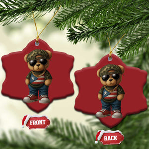 Camo Teddy Bear Puerto Rico Flag Christmas Ornament Camouflage Rican Boricua TS10 Snow Flake Red Print Your Wear