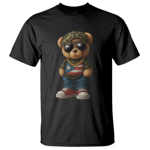 Camo Teddy Bear Puerto Rico Flag T Shirt Camouflage Rican Boricua TS10 Black Print Your Wear