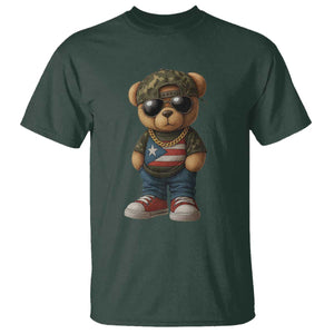 Camo Teddy Bear Puerto Rico Flag T Shirt Camouflage Rican Boricua TS10 Dark Forest Green Print Your Wear