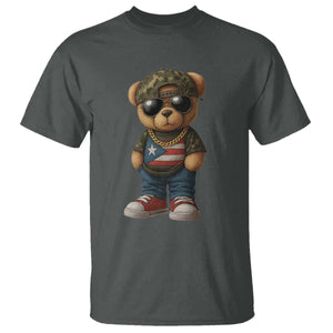 Camo Teddy Bear Puerto Rico Flag T Shirt Camouflage Rican Boricua TS10 Dark Heather Print Your Wear
