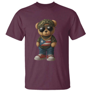 Camo Teddy Bear Puerto Rico Flag T Shirt Camouflage Rican Boricua TS10 Maroon Print Your Wear