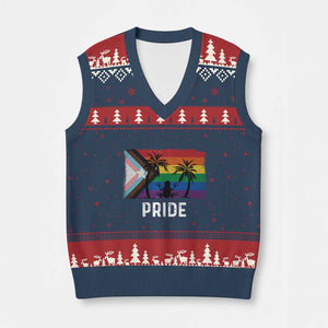 Puerto Rican LGBTQ V-Neck Knit Sweater Vest Boricua Rainbow Flag Pride TS10 Navy Red Print Your Wear