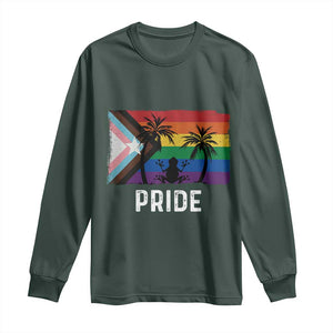 Puerto Rican LGBTQ Long Sleeve Shirt Boricua Rainbow Flag Pride TS10 Dark Forest Green Print Your Wear
