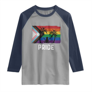 Puerto Rican LGBTQ Raglan Shirt Boricua Rainbow Flag Pride TS10 Sport Gray Navy Print Your Wear