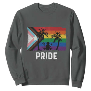 Puerto Rican LGBTQ Sweatshirt Boricua Rainbow Flag Pride TS10 Dark Heather Print Your Wear