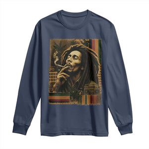 Vintage Marley Guitarist Long Sleeve Shirt Rastaman Rastafari Music Vibes Only Rasta Jamaica Reggae TS10 Navy Print Your Wear