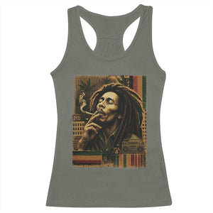 Vintage Marley Guitarist Racerback Tank Top Rastaman Rastafari Music Vibes Only Rasta Jamaica Reggae TS10 Military Green Print Your Wear