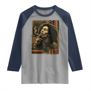 Vintage Marley Guitarist Raglan Shirt Rastaman Rastafari Music Vibes Only Rasta Jamaica Reggae TS10 Sport Gray Navy Print Your Wear