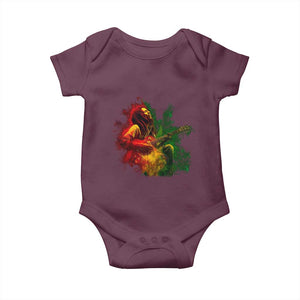 Marley Guitarist Baby Onesie Smoke Cannabis Leaf 420 Rastafari Rasta Reggae Music TS10 Maroon Print Your Wear